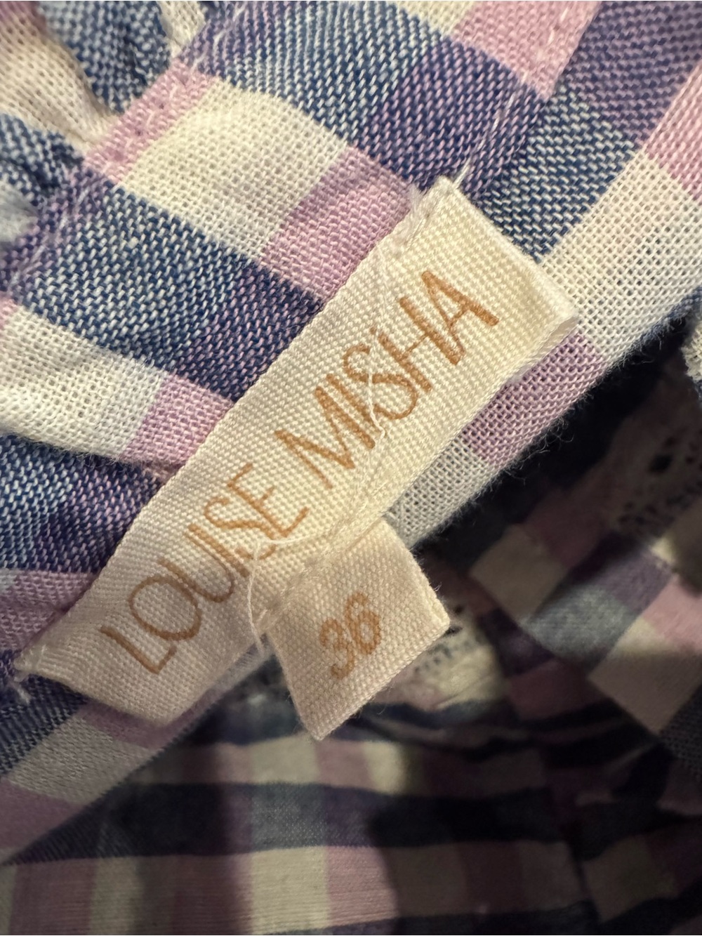 Women Organic Cotton Blouse Noelianne Blue Purple Checks 36 - Picture 7 of 7